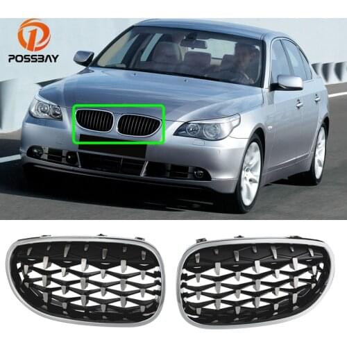 Car Front Bumper Sport Racing Grill Grilles Diamond Kidney Grille for BMW 5-Series E60 Sedan E61 Touring M5 2003-2011 Styling