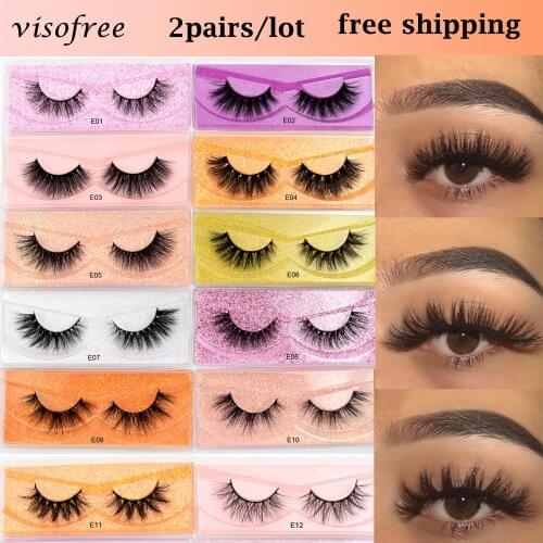 Visofree Makeup Eyelashes 3D Mink Lashes Fluffy Soft Wispy Volume Natural long Cross False Eyelashes Eye Lashes Reusable Eyelash