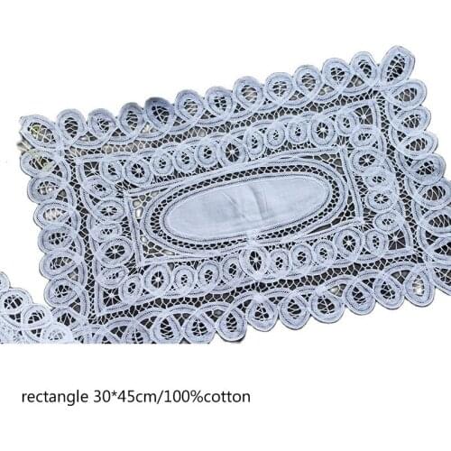 Seiko hollow white cotton Lace Embroidery table place mat Christmas pad Cloth placemat cup napkin wedding coaster doily kitchen