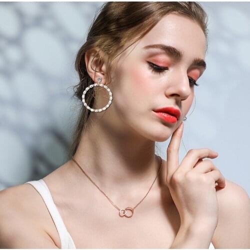 Fashion Personality European And American Temperament Ring Earrings Alloy Rhinestone Four-color Optional Pendant Earrings