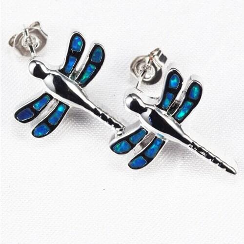 Blue Opal Earrings Unique Design Sea Beach Vocation Jewelry dragonfly for Girl Fashion Style Earrings ER333