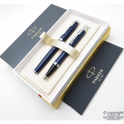 Parker IM Midnight blue Roller Pen + Ballpoint Pen Set | İsme Special Pen | Gift Pen