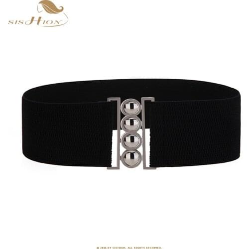 Women Belts Luxury Brand Ladies Girls Fashion Wide Metal Buckle Black Red Stretchy Elastic Waist Belt Waistband Belts VB0003