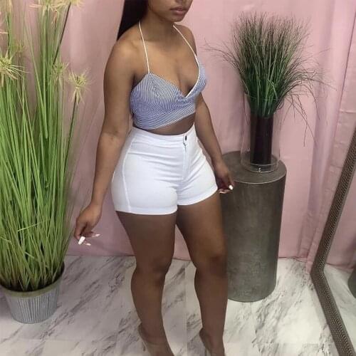 2021 Summmer Fashion Women Shorts White Khaki Solid Color High Waist Slim Fit Trousers Casual Club Street Wear S-XXL