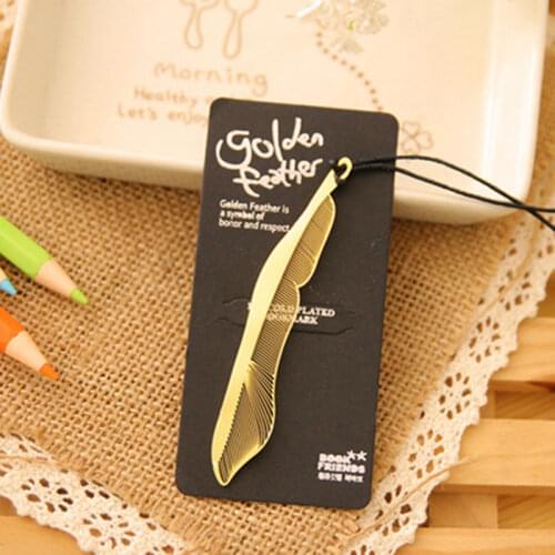 Stylish Gold Plated Hollow Animal Feather Bookmark Angel Marks Leaf Key Bookmarks Book Mark Office Supplies