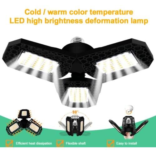Led Garage Light Folding Trefoil Light E27 High-brightness High Bay Light 40/60/80W Multi-specification Deformation Lighting
