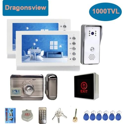 Dragonsview Video Door Phone 4 Wire Doorbell Camera System With Electronic Lock Exit Button with 3A Power Source Talk Unlock