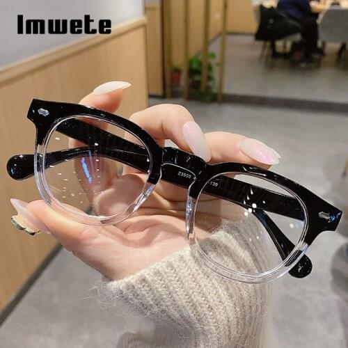 Imwete Vintage Square Glasses Frames Women Men Fashion Computer Eyewear Anti-Blue Light Optical Lens Prescription Eyeglasses