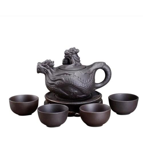 Yixing Zisha Pot Handmade Zhu Ni Xi Shi Pot Home Set Small Teapot Chinese Tea Set 1 Teapot 4 Cups