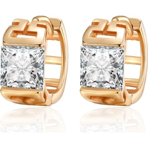 Unique Design AAA Cubic Zirconia Round Stud Earrings for Women Hollow Geometric Gold Earings Wedding Party Jewelry Gifts