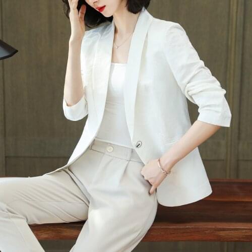 White Silk Suit Jacket Women Spring 2021 New Slim Fashionable One-button Mulberry Silk Suit Jacket