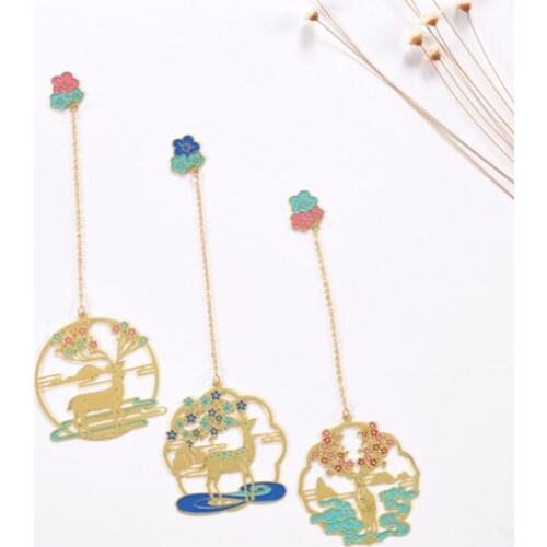 1pc Creativity Plum Blossom Deer Bookmark Cute Clouds Brass Exquisite Book Mark Page Folder Office School Supplies Stationery