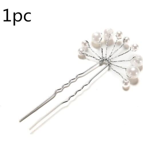 1PC Flower Hair Pin Stick Wedding Jewelry Hair Styling Tools Fashion Bridal Pearl Beaded Crystal Hairpin