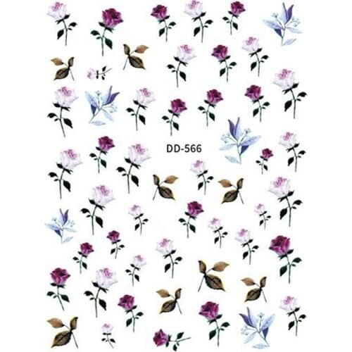 10PCS Rose Camellia Nail Sticker Butterfly Chrysanthemum Sticker Slider Leaf 3D Three-dimensional Nail Art Decal DD594