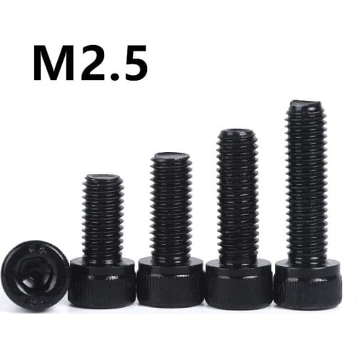 100PCS GB70.1 M2.5x3/4/5/6/8/10/12mm DIN912 12.9 Grade Alloy Steel Allen Hex Socket Cap Head Black Screw Bolt Furniture Fastener