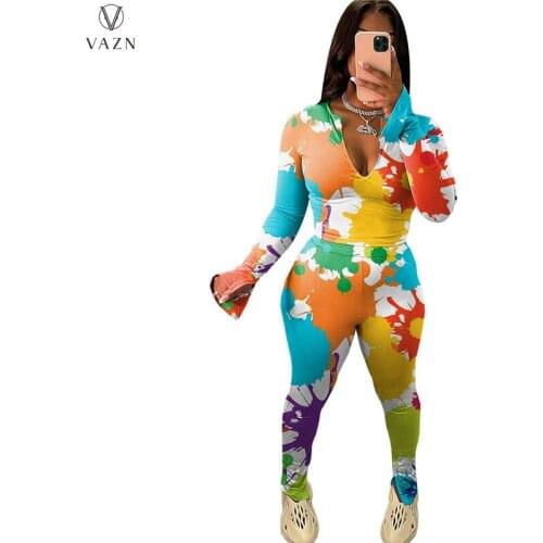 VAZN 2021 Autumn Fancy Sexy Soft Suitable Free Daily Tracksuits Young Full Sleeve Long Pants Slim 2PCs Set Women Suits