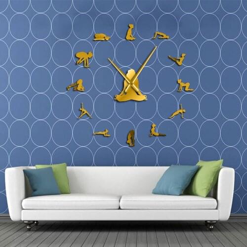 Yoga Girl Design DIY 3D Acrylic Wall Clock Special Clock Fashion Home Decor Self Adhesive Quartz Mirror Sticker Gift For Her