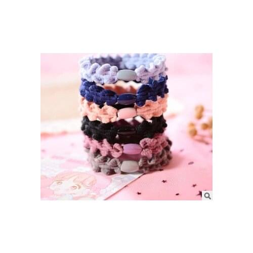 600pcs/lot DIY Black Multi Cartoon Wave Lacework Hair Ring Rubber Bands High Resilience Rope Accessories HA599