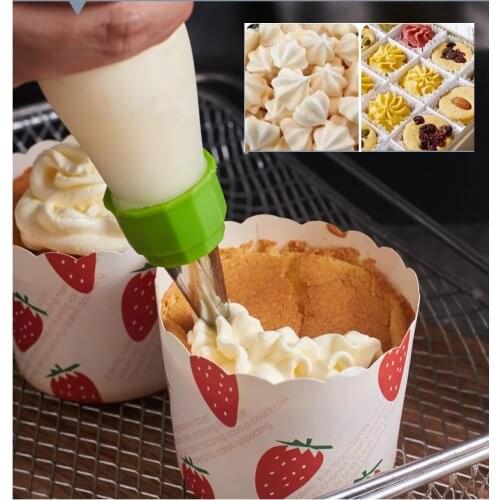 7 Pcs Baking Supplies Bake Cupcake Decorating Kit with 6 Stainless Steel Tips 1 Reusable Silicone Pastry Bags Bags and Tips Set