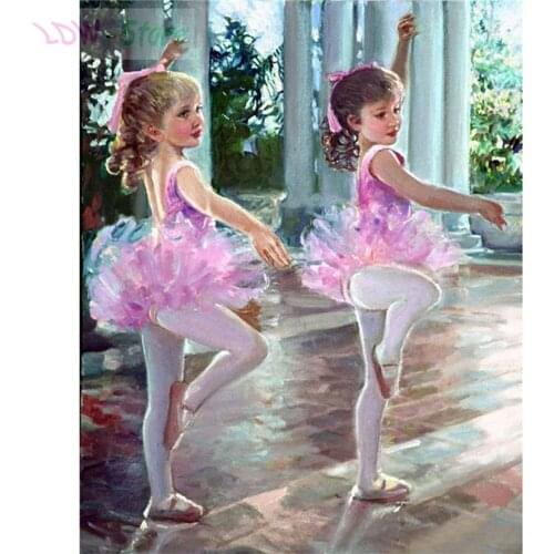 NEW Full circular Rhinestone Cross Stitch Diamond Mosaic 5D DIY Diamond Painting Little dancing girl Christmas Embroidery NEW110