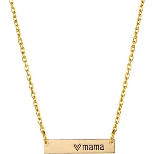 AMORUI Mothers Gift Personlized "Love Mama" Pendant Necklaces Stainless Steel Silver Color Heart Necklaces Fashion Jewelry