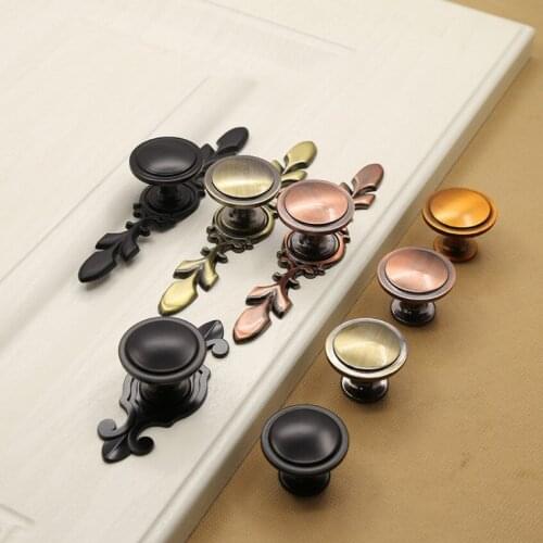 Antique Green Bronze Cabinet Furniture Handle Simple Wardrobe Drawer Knob Kitchen Single Hole Ring Retro YH2278