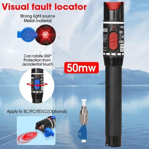 Free shipping COMPTYCO VLF Laser 50MW Visual Fault Locator, Fiber Optic Cable Tester 5-50km Range VFL can choose LC adapter for