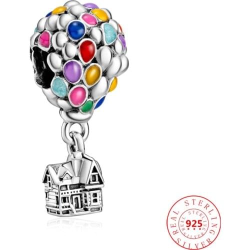 925 Sterling Silver House & Balloons Dangle Charm Beads Fit Original Pandora Bracelet DIY Pendant Women Fine Jewelry Accessories