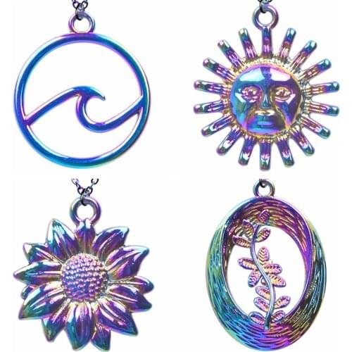 One Piece Mountain Sun Chain Necklaces For Women Men Flower Pendant Mask Necklace Trendy Hip Hop Jewelry Choker Kpop Couple Gift