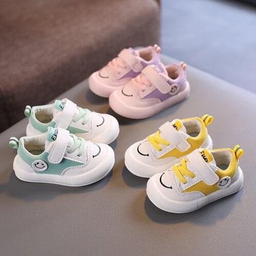 Baby Shoes 0-1-3 Years Old Cute Smiling Face Decoration Infant Boys Girls Shoes Soft-Soled Toddler Shoes Non-Slip Kids Sneakers