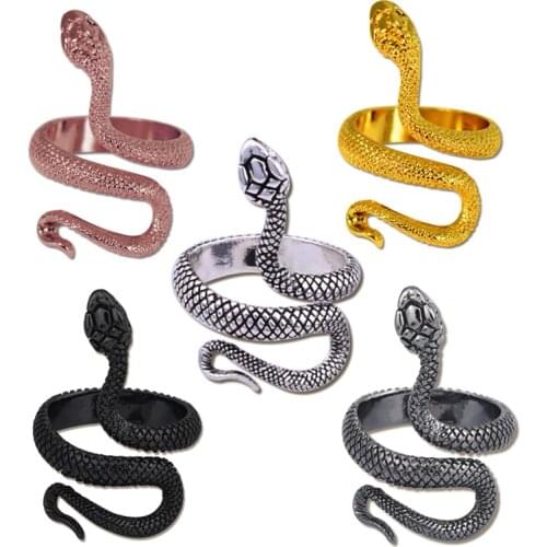 European and American Retro Alloy Snake-shaped Men and Women Universal Open Ring Personality Fashion Ring Jewelry Gift