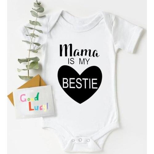 Mama Is My Bestie Print Baby Clothes Cotton Rompers Baby Boy Girl Bodysuit Clothes Cotton Infant Baby Jumpsuits Newborn Clothes