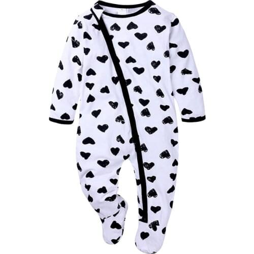 Baby Boy Girls Footed Romper Cotton Rose Print Zipper One Pieces Jumpsuit Ropa Pajamas for Bebe Newborn Toddler Winter Clothes