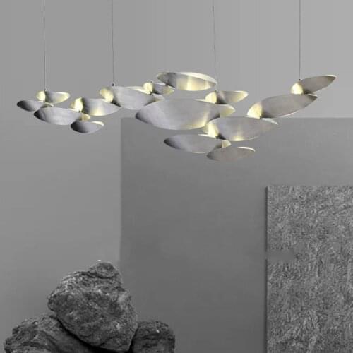 Postmodern Creative LED Chandelier Lighting Living Dining Room Island Long Hanging Lamp Stainless Steel Villa Lobby Art Fixtures