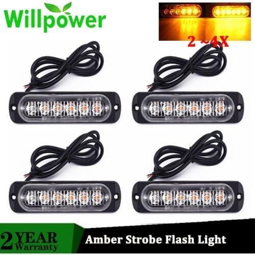 Willpower Ultra-thin 6LED Emergency Light Car Warning Hazard Flash Firemen Emergency Ambulance Police Strobe Fog Lamp