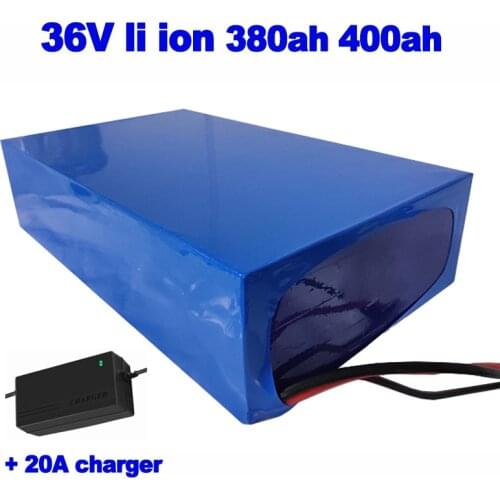 GTK 36v 380ah 400ah Li ion lithium battery pack bateria de lipo for golf cart solar power forklift trolling motor + 20A charger