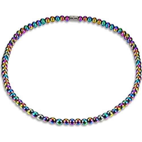 Magnetite Natural stone Black Gallstone Beaded Necklace Magnetic Hematite Health Choker Necklace for Women Men Fashion Jewelry