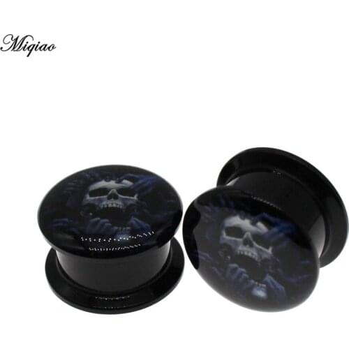Miqiao 2pcs Popular Personality Horror Skull Ear Expander Acrylic Ear Expander 6mm-25mm Body Piercing Accessories