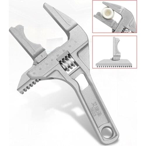 Multi-function Adjustable Wrench Aluminium Alloy Large Open Universal Wrench Spanner Repair Tool for Water Pipe Screw Bathroom