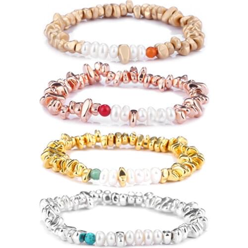 Fashion accessories for 2021 Vintage Palace Style Fresh Water Pearl bangle 14K gold plated hematite bracelet women