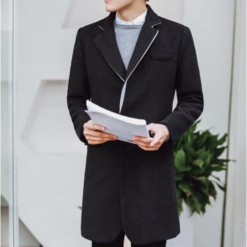 Male Wool Windbreaker Overcoat Mens Wear Loose Coat Man 2020 Spring Coats Black Sobretudo Slim Fit Designer Long Jackets Mens