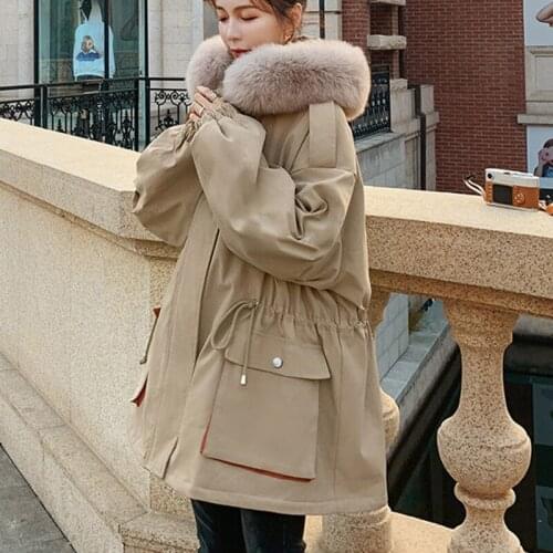 Herstory Winter 2021 New Loose Padded Parka Coat Velvet Fuzzy veste luxe feemme parka oversize mujer куртка женская теплая