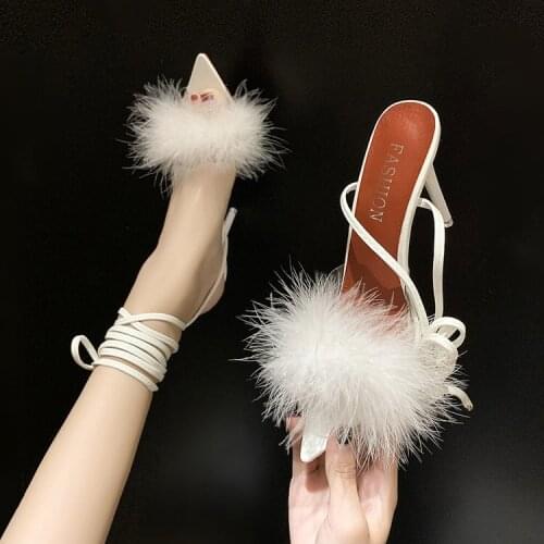 Plus size plush sandals, super high heel strappy open toe stiletto shoes