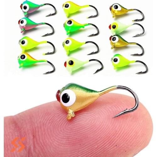 Sougayilang 12Pcs Ice Fishing Jigs with Hook Jig Heads Fishing Lures for Walleye Outdoor Sport Fresh Water Winter Ice Jigging