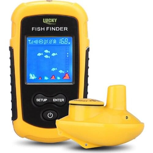 Lucky Wired/Wireless Portable Fish Finder Sonar Sounder Alarm Transducer Fishfinder 0.7-100m Fishing Echo Sounder with Battery