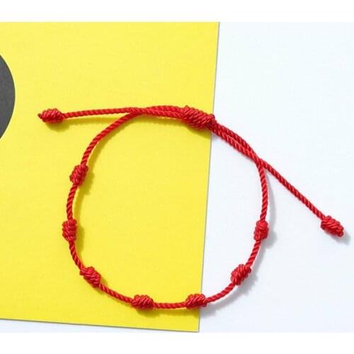 Lucky Amulet Unisex Jewelry Bracelet Red String 7 Knots Protection Rope