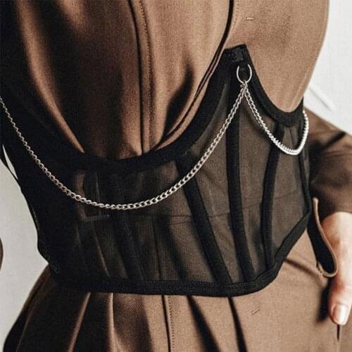 Sexy Corset Underbust Women Gothic Corset Top Curve Shaper Modeling Strap Slimming Waist Belt Chain Lace Corsets Bustiers