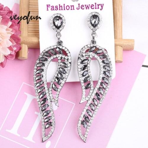 Veyofun Vintage Hollow out Drop Crystal Zinc Alloy Earrings for Women Geometry Dangle Rhinestone Earrings Fashion Jewelry