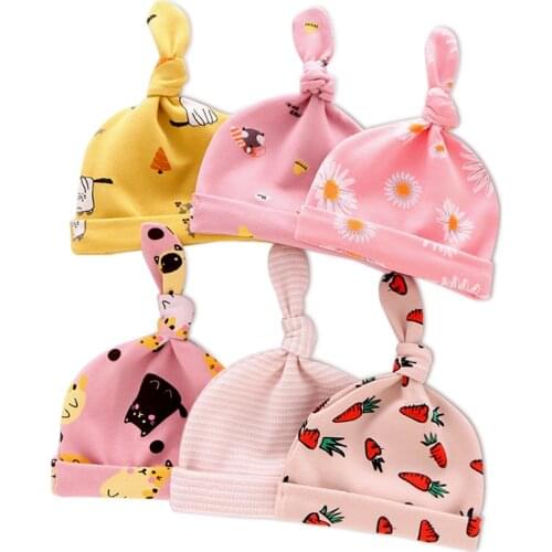 Fashion Knot Baby Hat Candy Color Cotton Boy Cap Spring Autumn Baby Girls Newborn Infant Toddler Kids Hats for Unisex Girls Boys