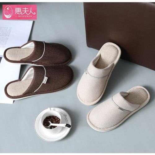 Women Indoor Slippers Cotton Linen Fabric Autumn Winter Shoes Woman Men Home Floor Slipper Solid Color Ladies Breathable Slides